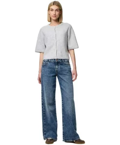 Pieces Cardigan Silly mit Rundhals in Grau
