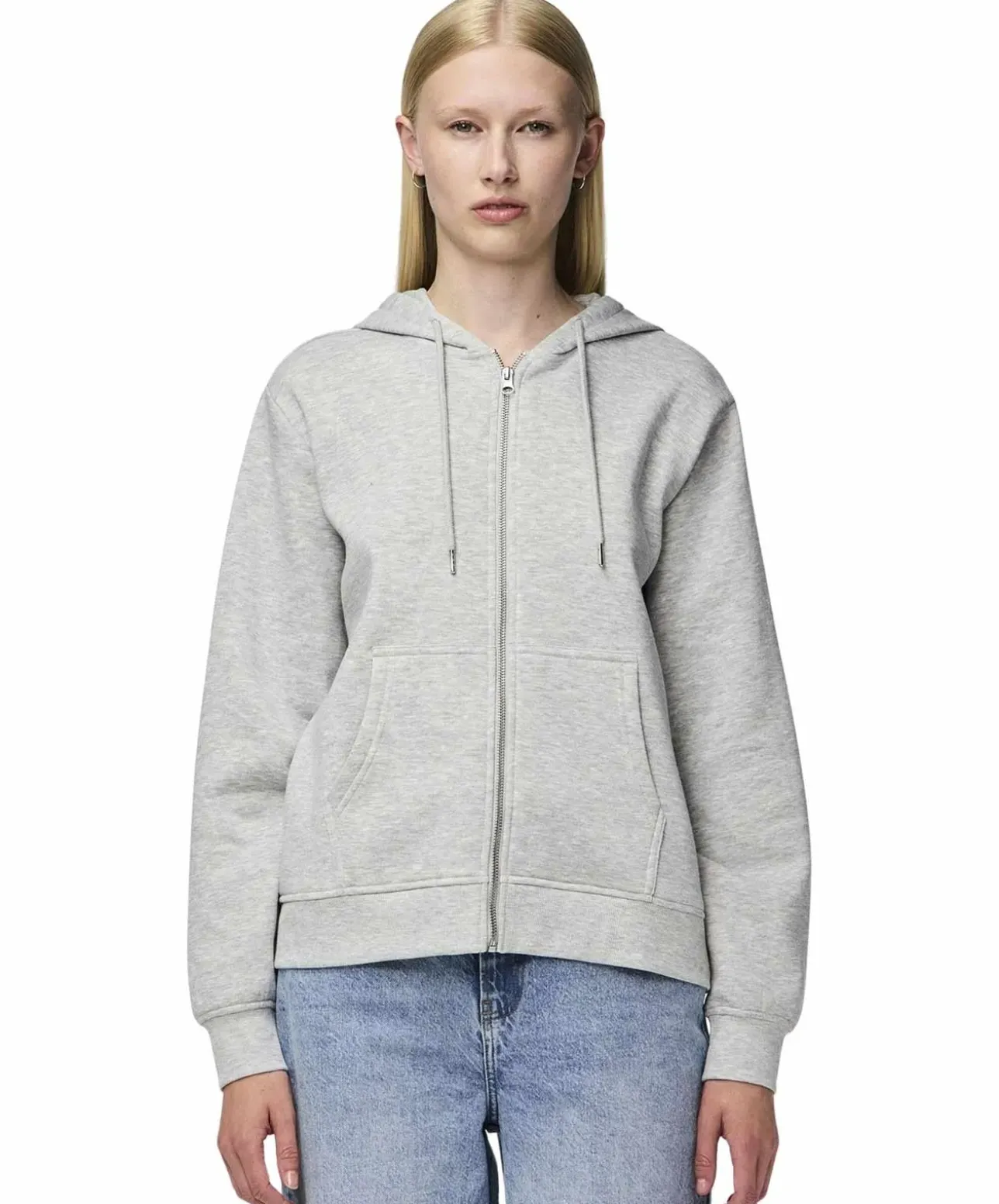 Pieces Hoodie Zip Chilli in Hellgrau