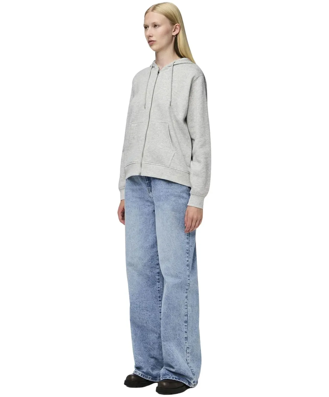 Pieces Hoodie Zip Chilli in Hellgrau