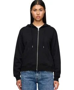 Pieces Hoodie Zip Chilli in Schwarz