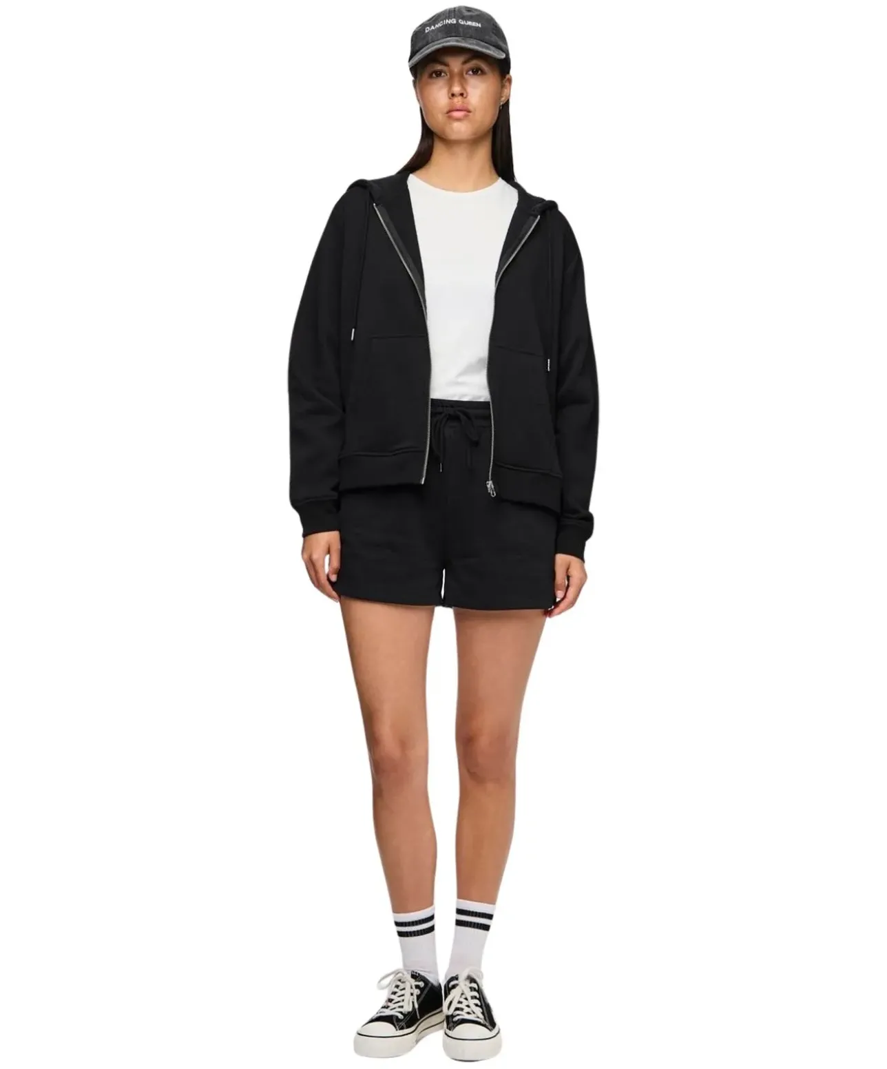 Pieces Hoodie Zip Chilli in Schwarz