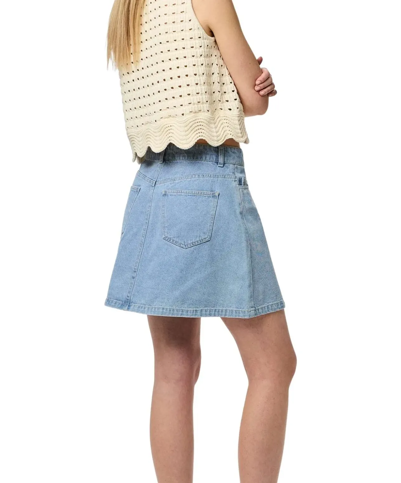 PIECES Jeansrock in A-Linie aus hellblauem Denim