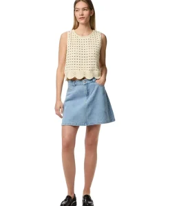 PIECES Jeansrock in A-Linie aus hellblauem Denim