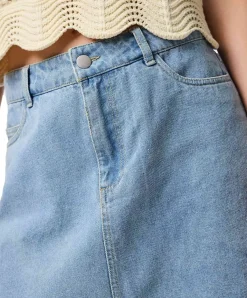 PIECES Jeansrock in A-Linie aus hellblauem Denim