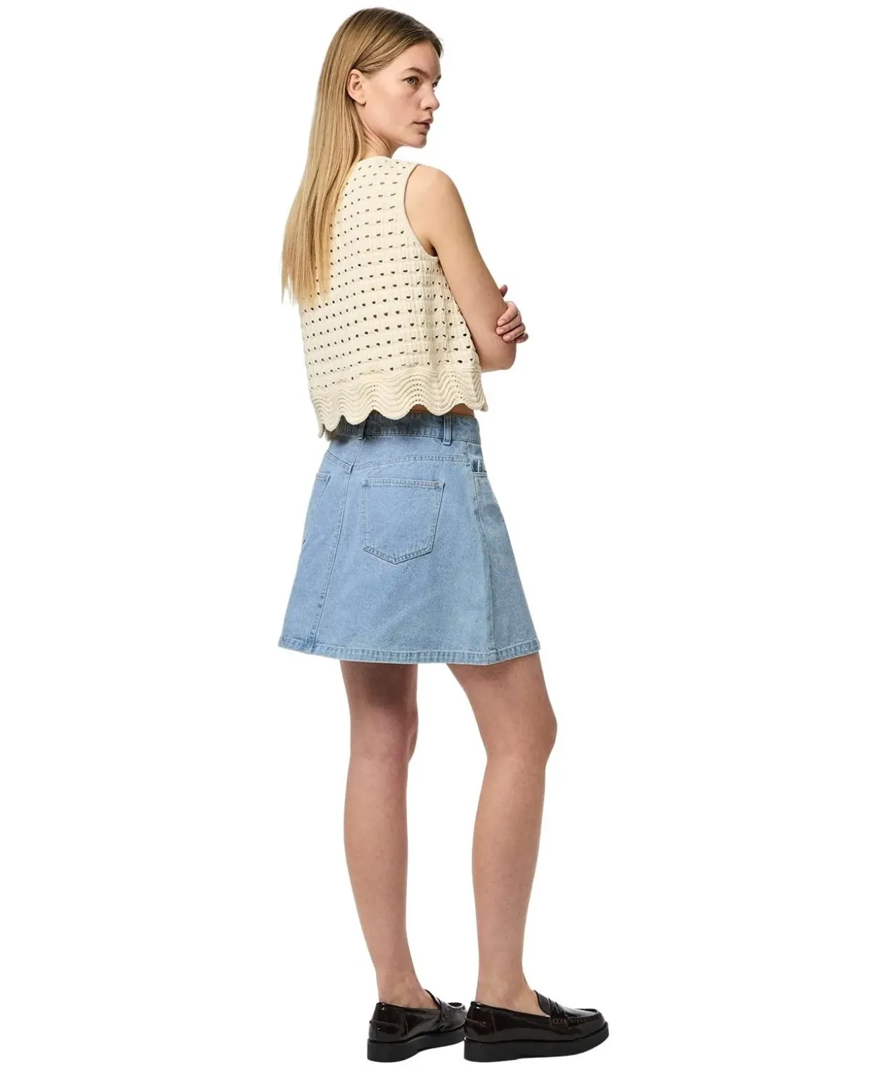 PIECES Jeansrock in A-Linie aus hellblauem Denim
