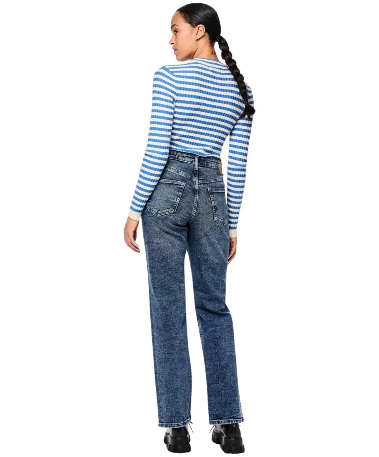 Pieces Kelly Jeans Straight Fit in Stone-Waschung