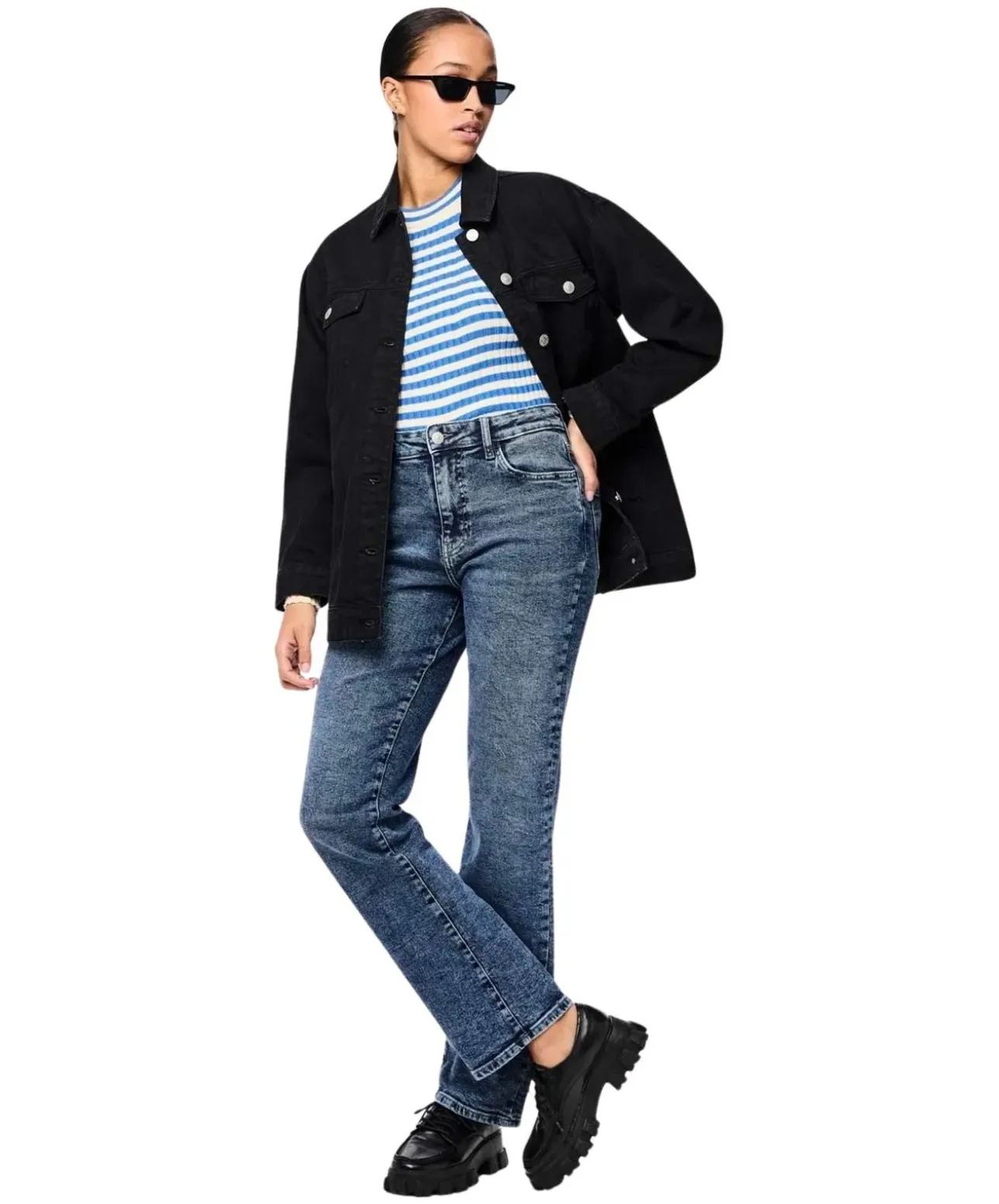 Pieces Kelly Jeans Straight Fit in Stone-Waschung