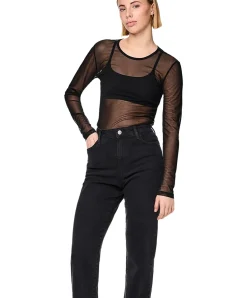 PIECES Kelly Straight Jeans mit hoher Taille in Schwarz