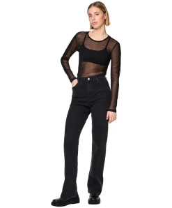 PIECES Kelly Straight Jeans mit hoher Taille in Schwarz