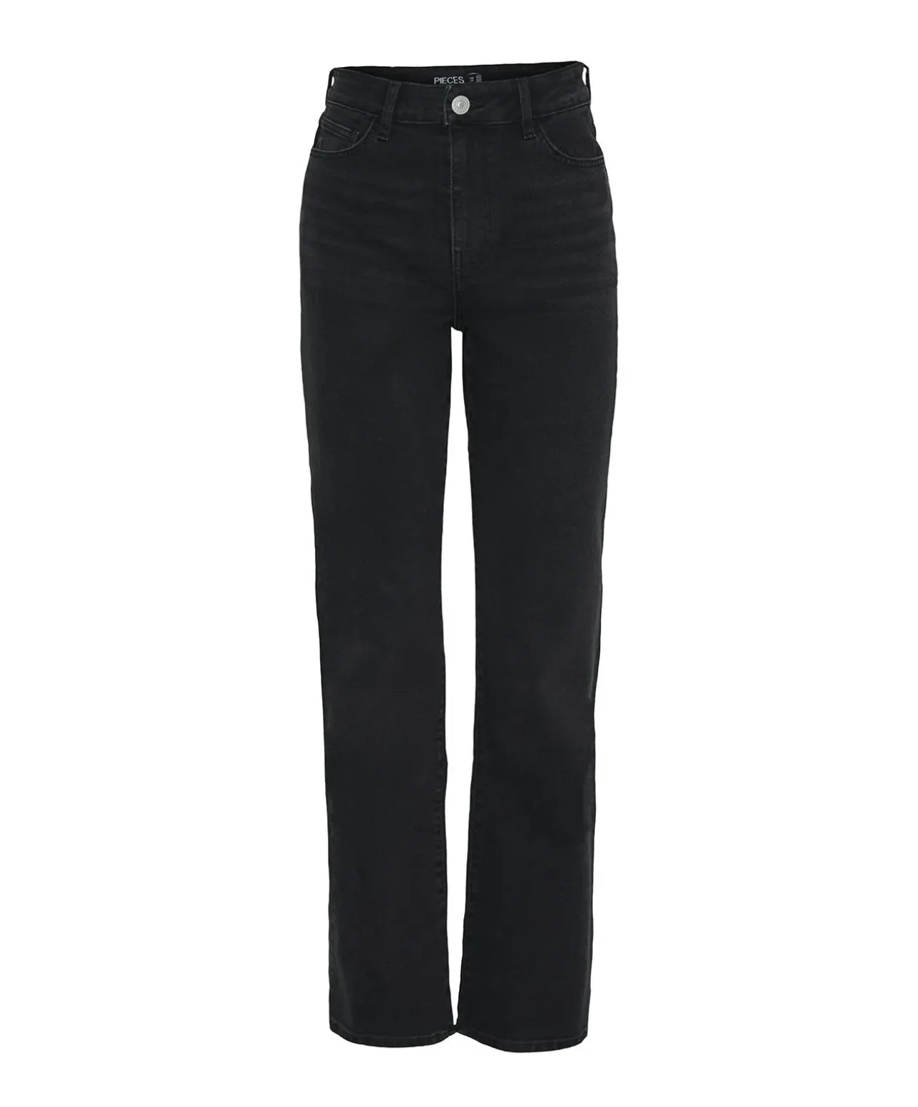 PIECES Kelly Straight Jeans mit hoher Taille in Schwarz