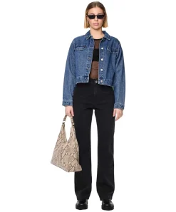 PIECES Kelly Straight Jeans mit hoher Taille in Schwarz