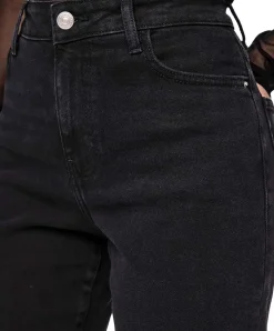 PIECES Kelly Straight Jeans mit hoher Taille in Schwarz