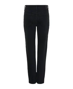 PIECES Kelly Straight Jeans mit hoher Taille in Schwarz