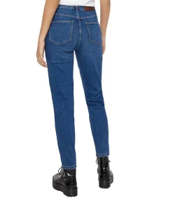 Pieces Kesia Jeans Mom fit in dunkelblauer Waschung