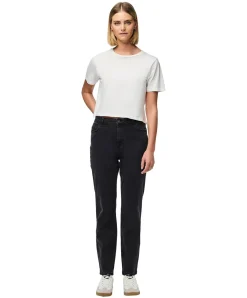PIECES Kesia Mom-Fit Jeans in Schwarz mit Knöchellänge