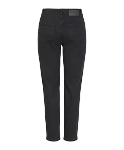 PIECES Kesia Mom-Fit Jeans in Schwarz mit Knöchellänge