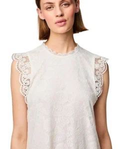 Pieces Kleid mit Spitze Olline in Weiß