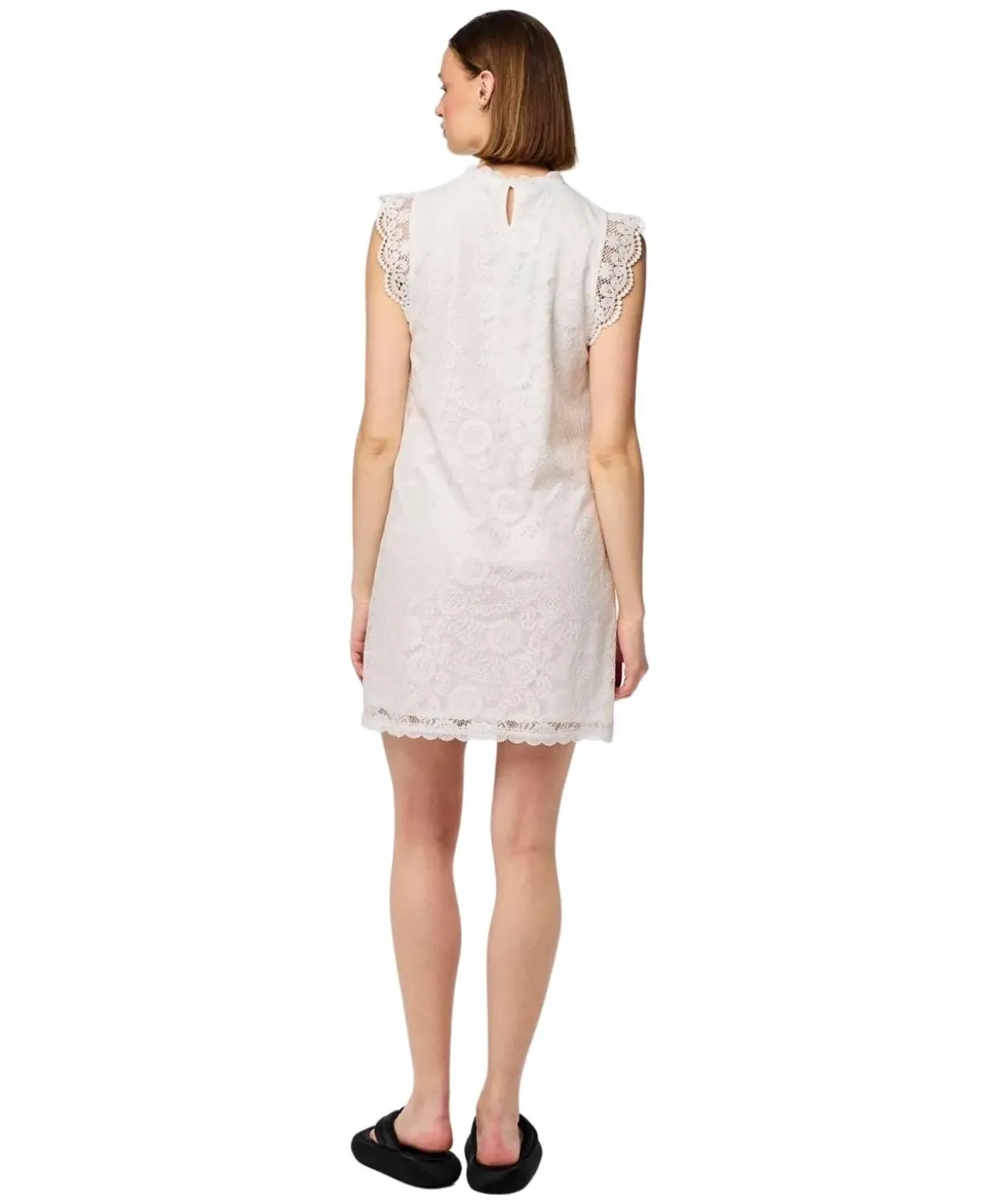 Pieces Kleid mit Spitze Olline in Weiß