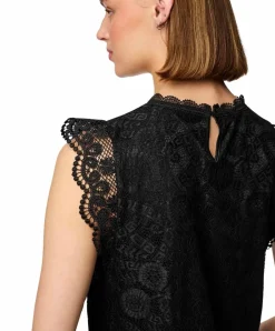 Pieces Kleid mit Spitze Olline in Schwarz