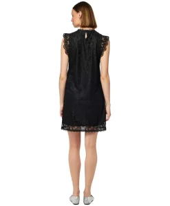 Pieces Kleid mit Spitze Olline in Schwarz