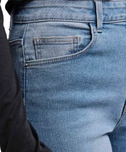 Pieces Peggy Jeans mit weitem Bein in hellem Used Look