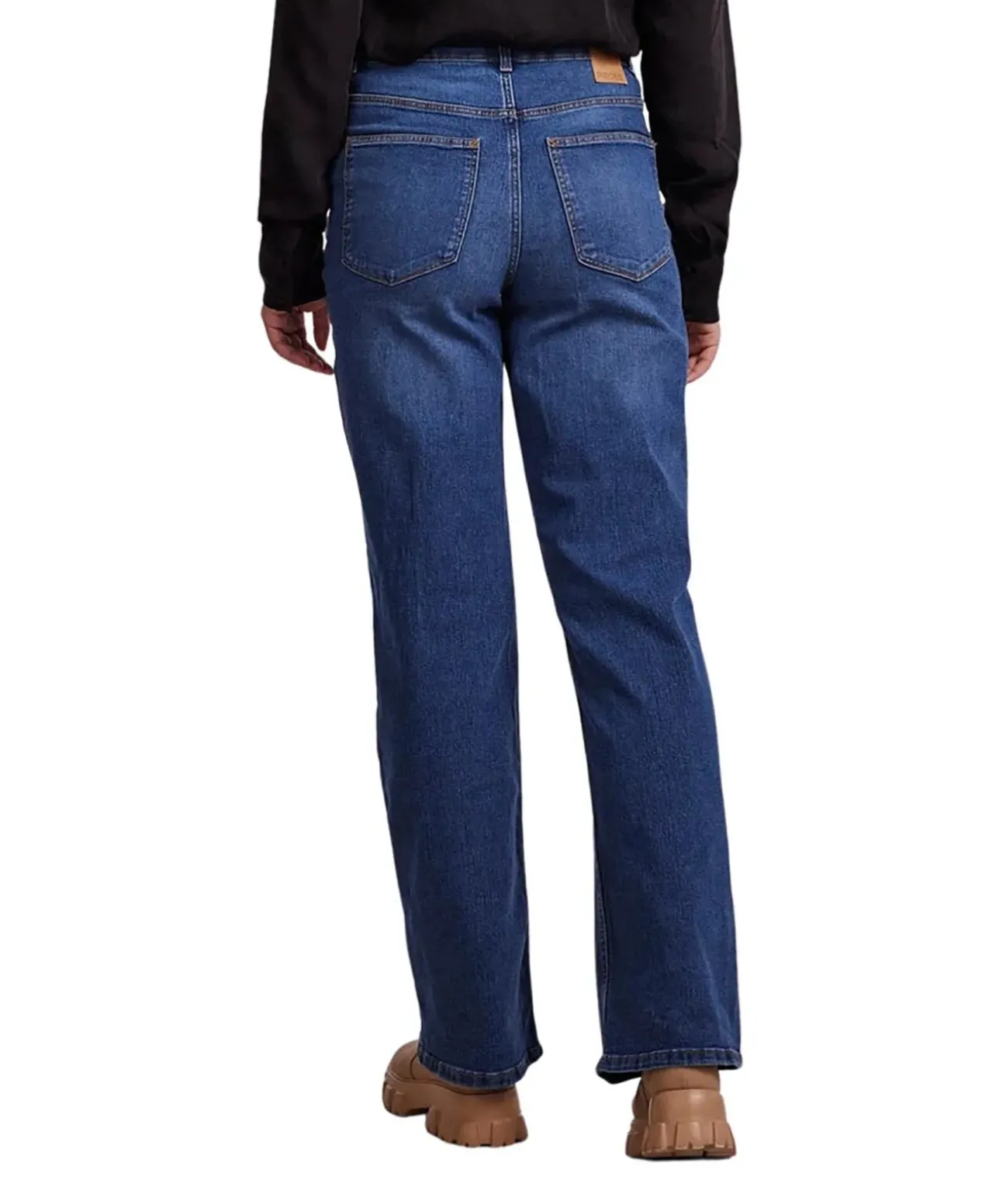 Pieces Peggy Jeans mit weitem Bein in Indigo Waschung
