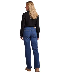 Pieces Peggy Jeans mit weitem Bein in Indigo Waschung