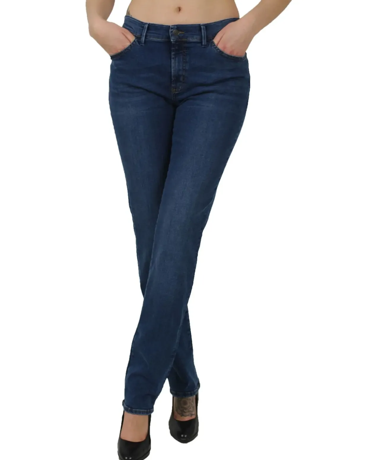 Pioneer Damen-Jeans Regular Fit Kate in Mittelblau