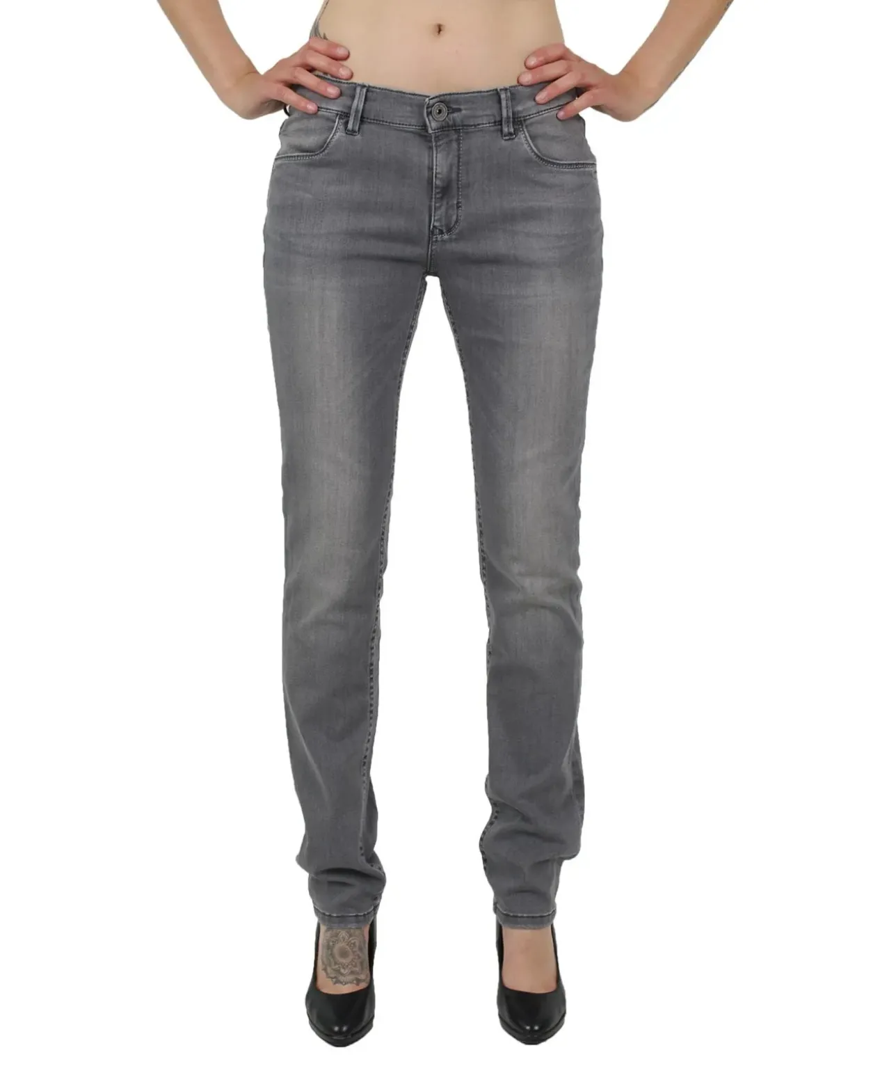 Pioneer Jeans Straight Sally in grauem Used-Look