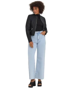 Vero Moda Bikerjacke Khloefavo in schwarzer Lederoptik