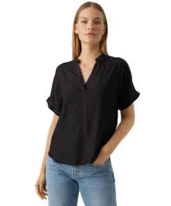 Vero Moda Blusenshirt Beauty mit Splitneck in Schwarz