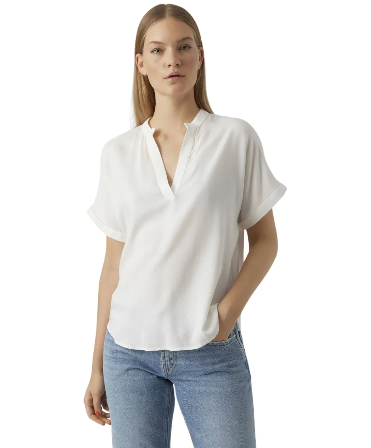 Vero Moda Blusenshirt Beauty mit Splitneck in Weiß