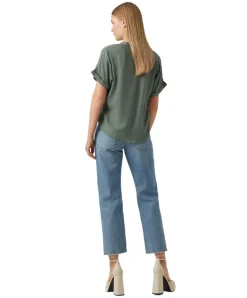 Vero Moda Blusenshirt Beauty mit Splitneck in Grün