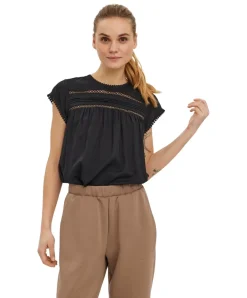 Vero Moda Blusenshirt Debbie mit kurzen Ärmeln in Schwarz