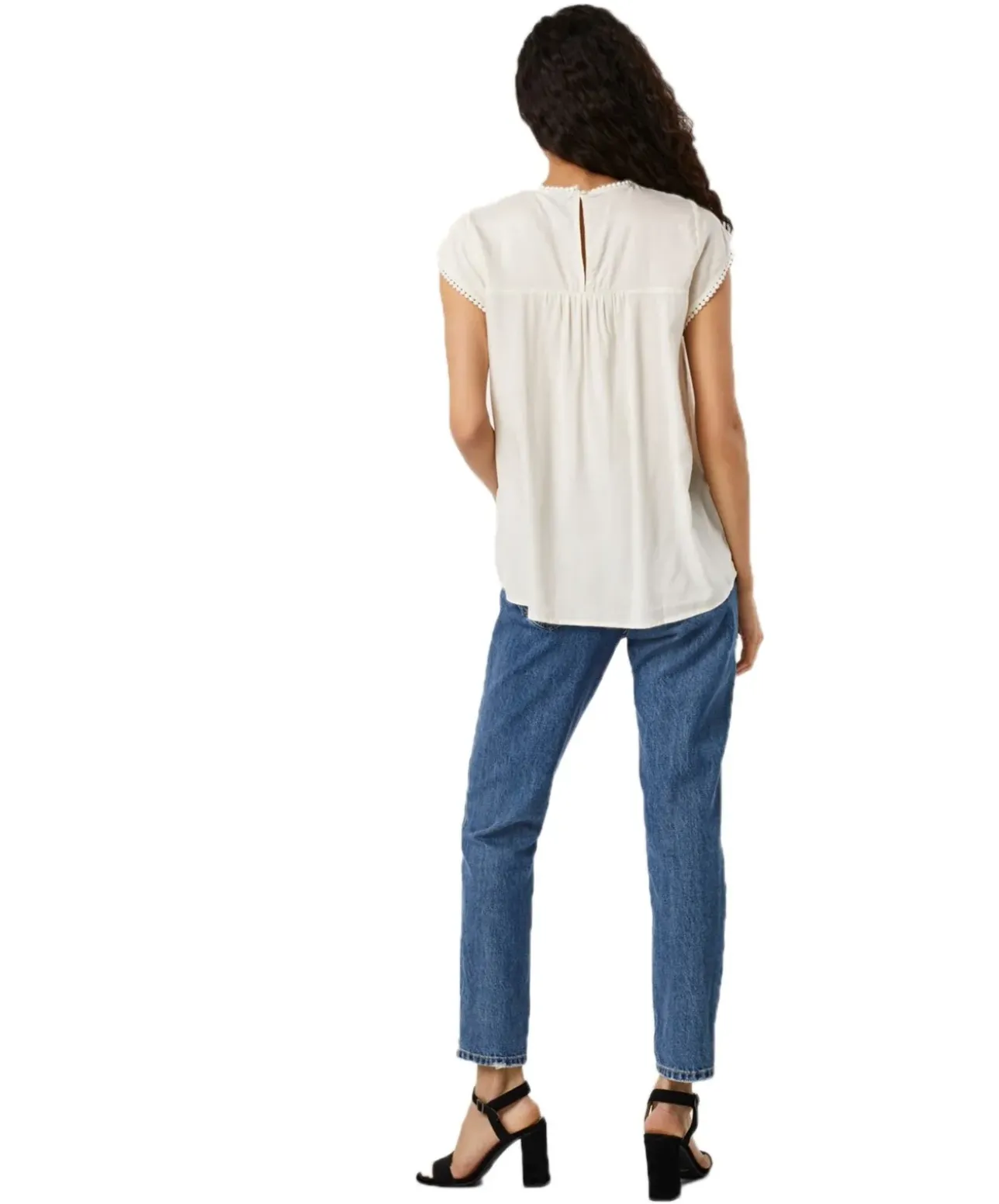 Vero Moda Blusenshirt Debbie mit kurzen Ärmeln in weiß