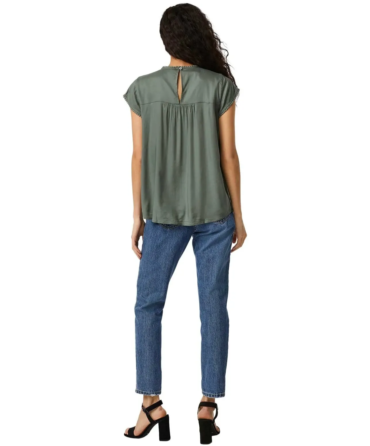 Vero Moda Blusenshirt Debbie in Grün mit kurzen Ärmeln