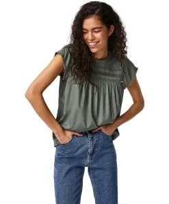Vero Moda Blusenshirt Debbie in Grün mit kurzen Ärmeln
