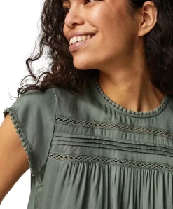 Vero Moda Blusenshirt Debbie in Grün mit kurzen Ärmeln