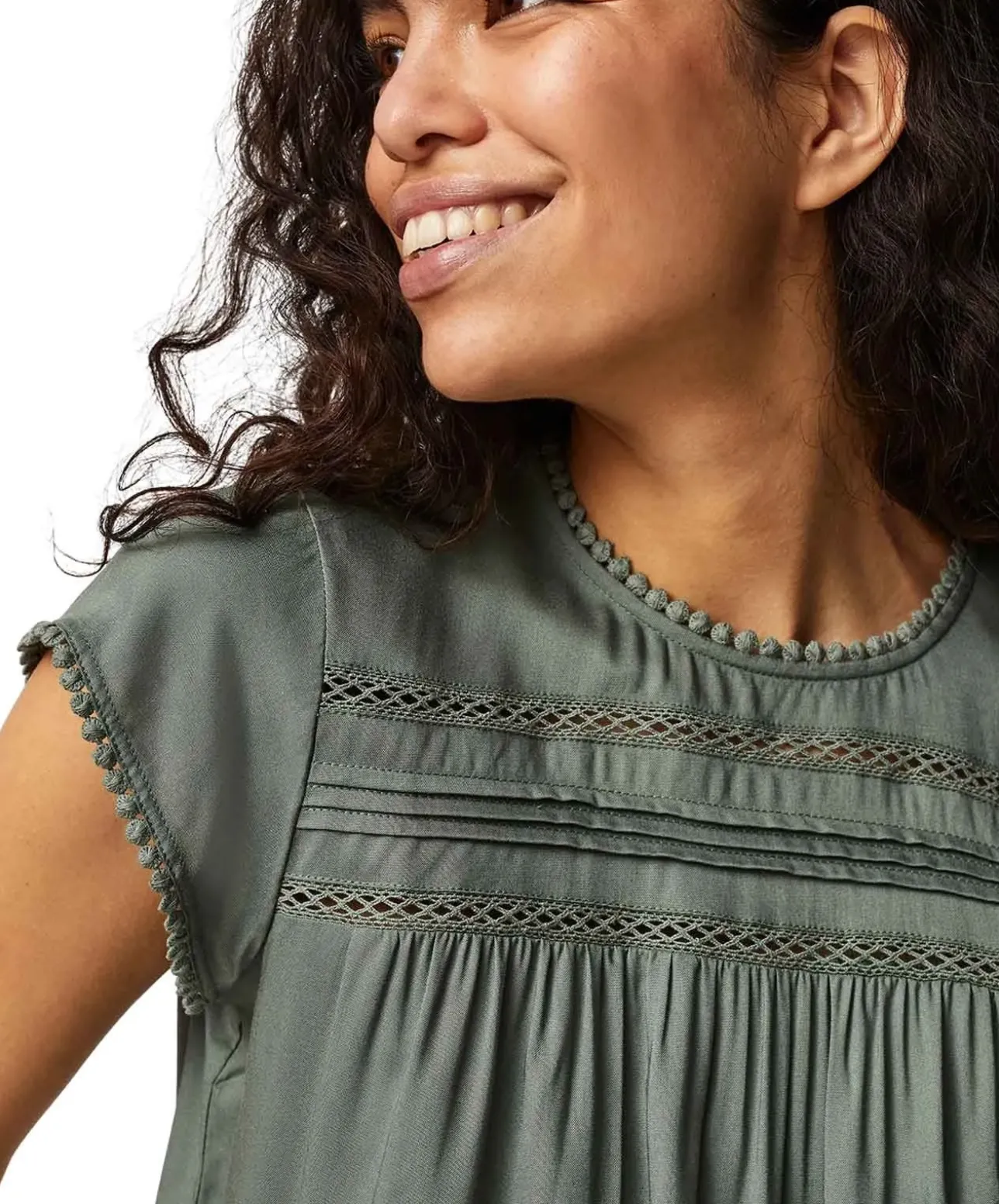 Vero Moda Blusenshirt Debbie in Grün mit kurzen Ärmeln