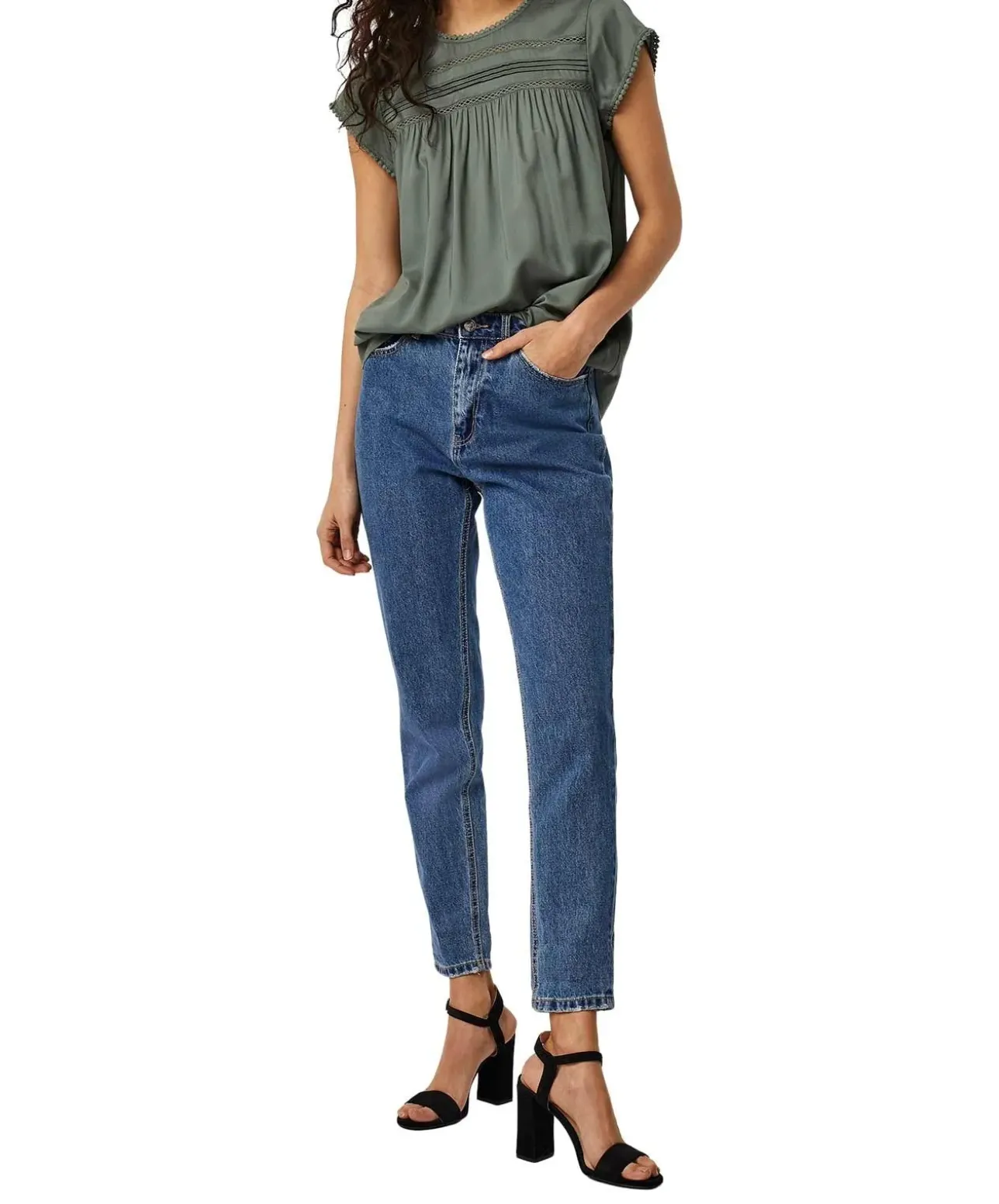 Vero Moda Blusenshirt Debbie in Grün mit kurzen Ärmeln