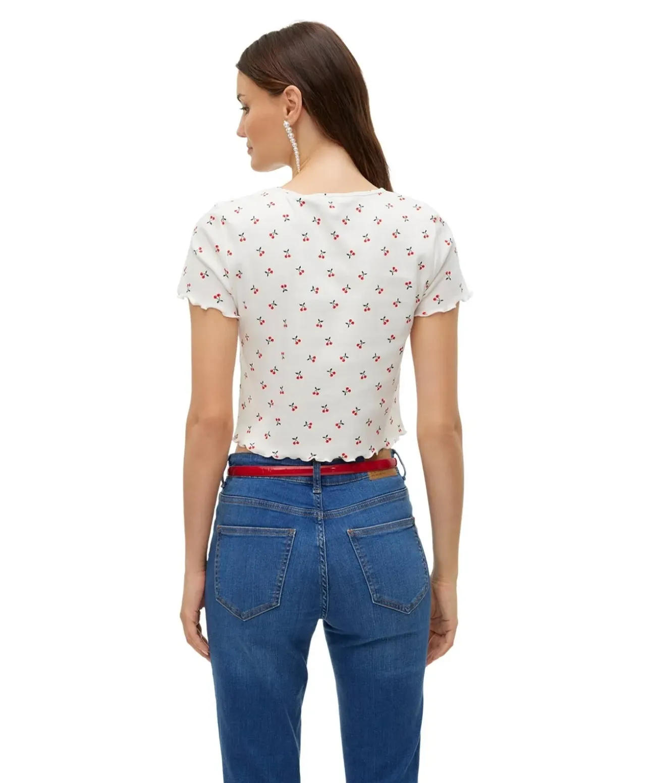Vero Moda Blusenshirt Harry in Weiß mit Kirschprint