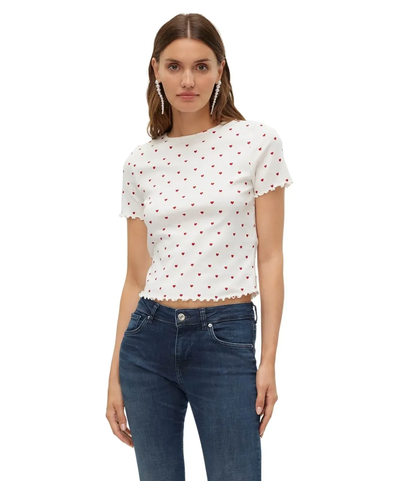 Vero Moda Blusenshirt Harry in Weiß mit Herzprint