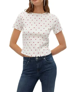 Vero Moda Blusenshirt Harry in Weiß mit Herzprint