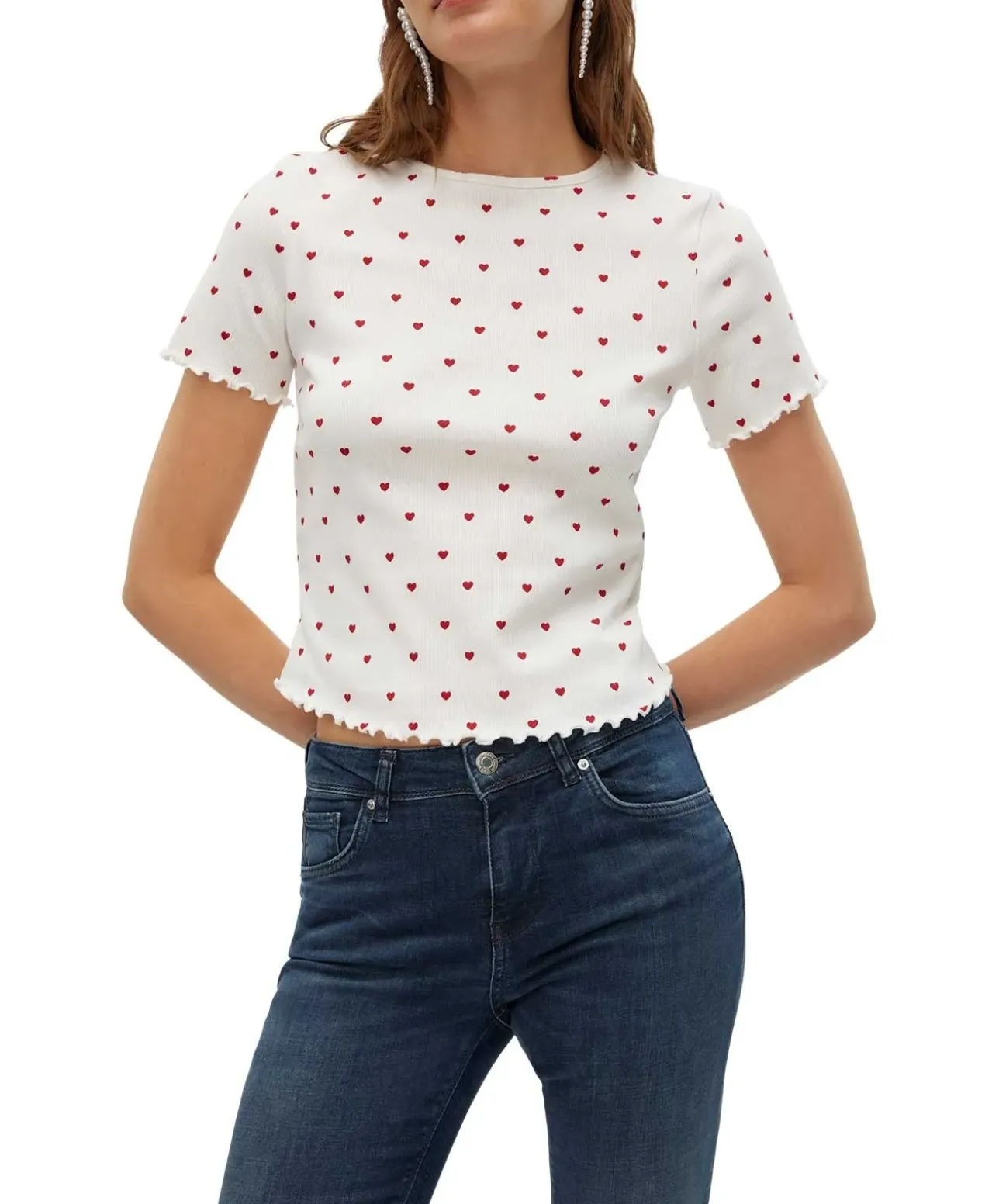 Vero Moda Blusenshirt Harry in Weiß mit Herzprint