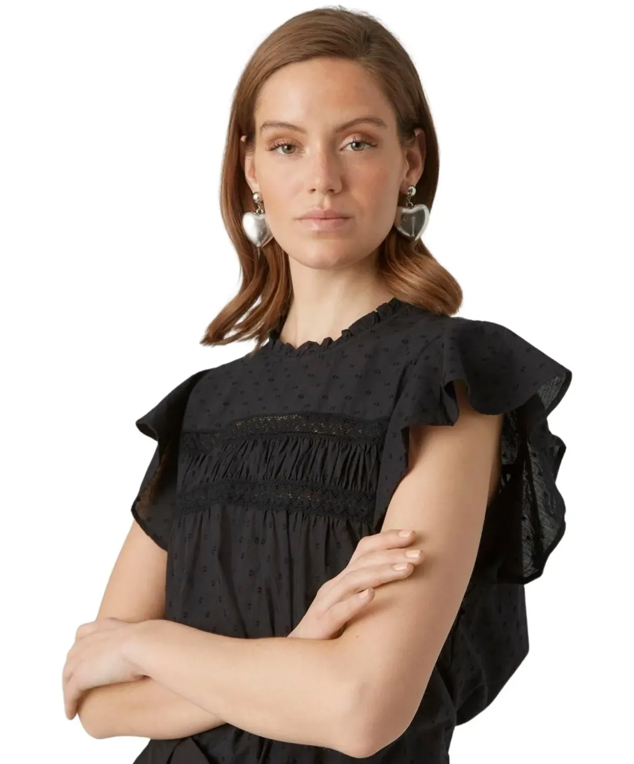 Vero Moda Blusenshirt Trine in Schwarz