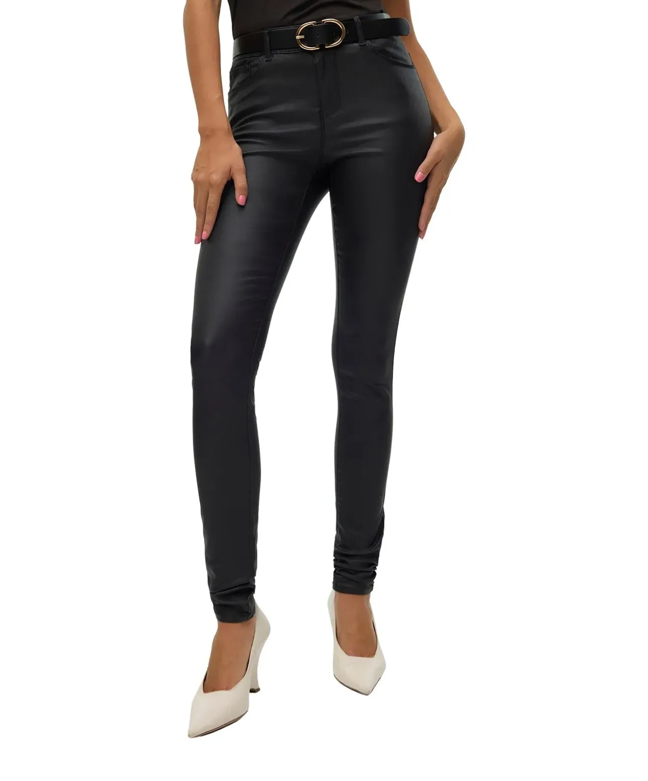 Vero Moda Coated Jeans Skinny Fit Seven in Schwarz
