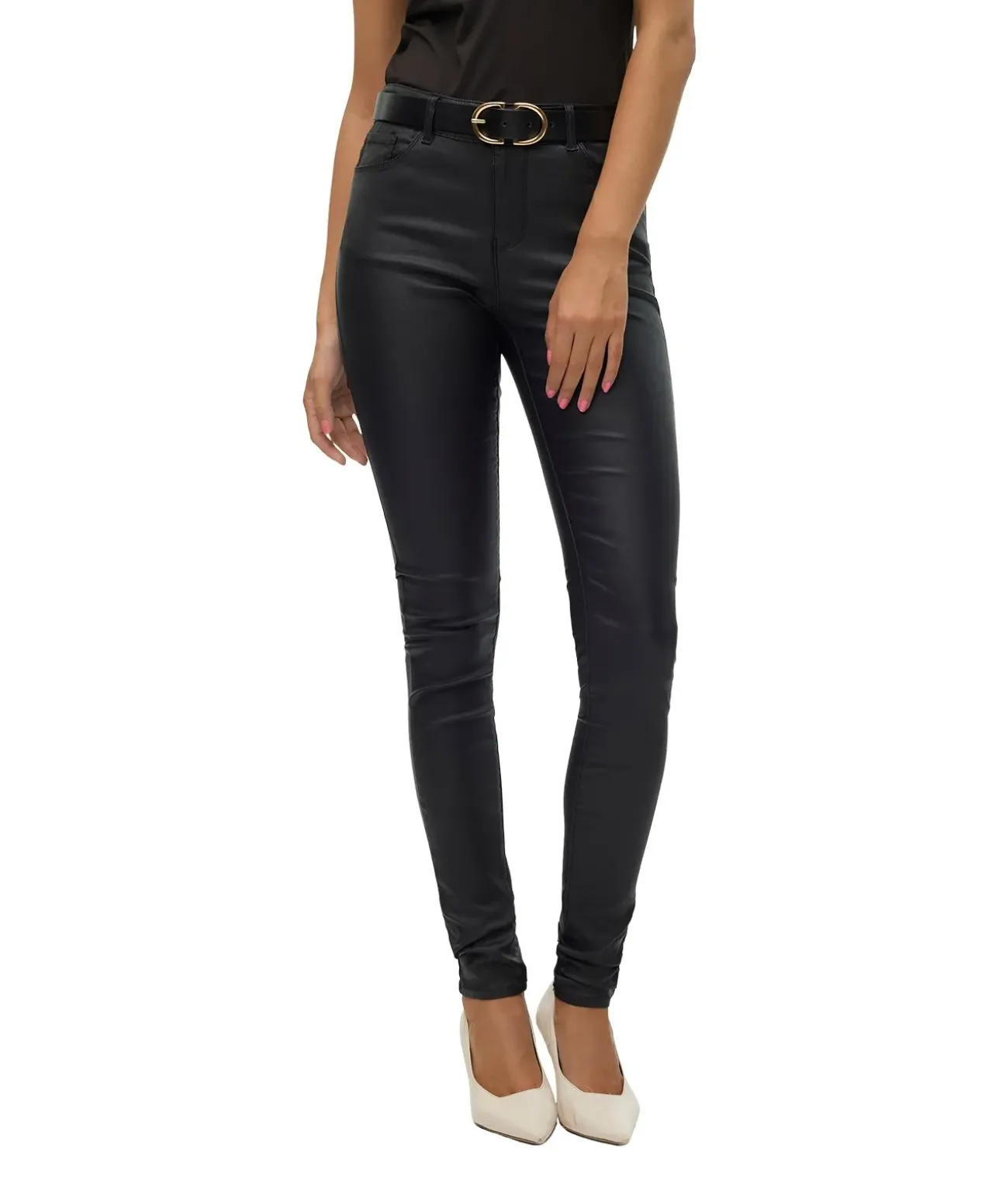 Vero Moda Coated Jeans Skinny Fit Seven in Schwarz