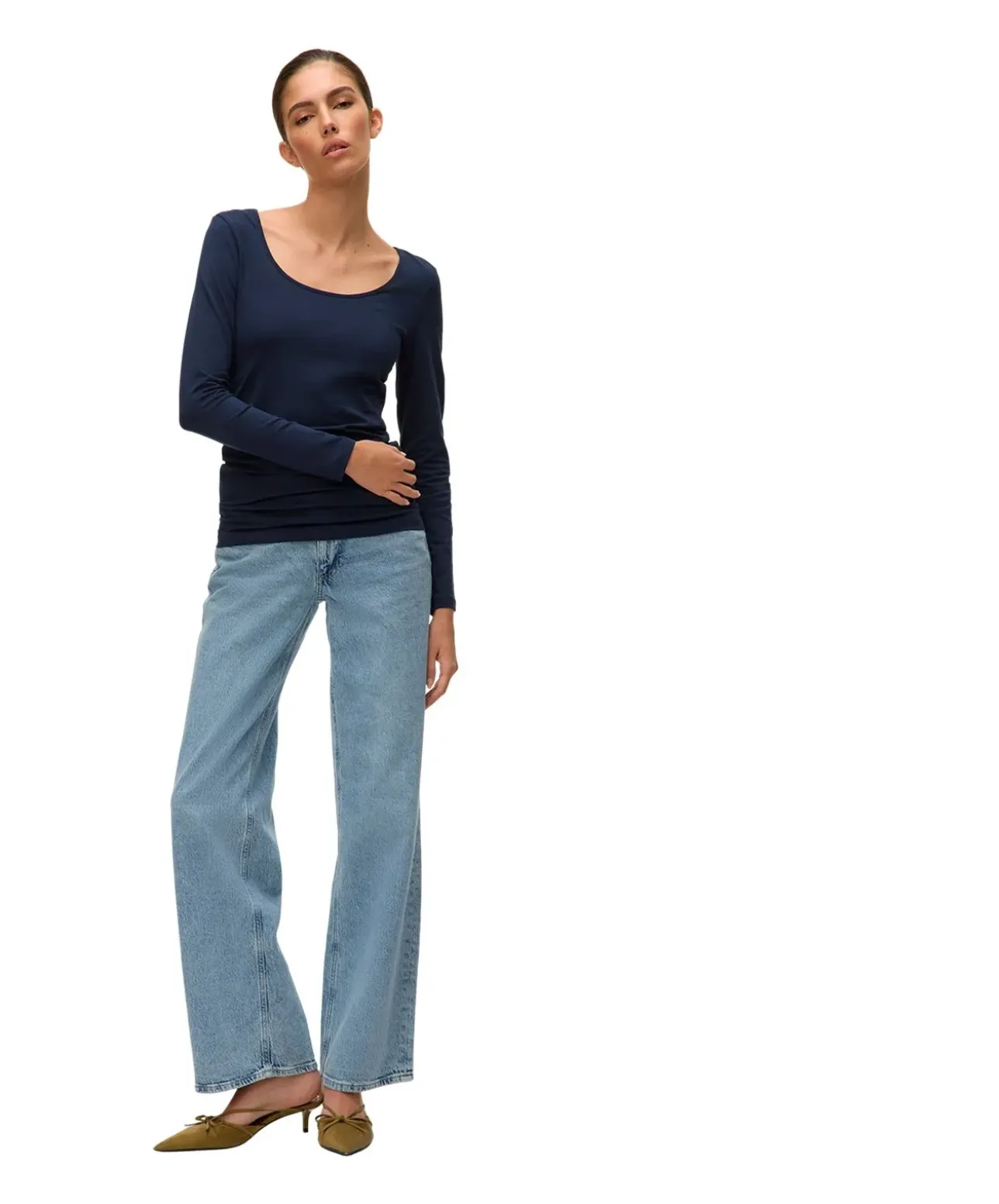 Vero Moda Damen Longshirt Maxi aus blauer Bio-Baumwolle