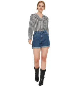 Vero Moda Damen Shorts High Waisted Ninetten in Mittelblau