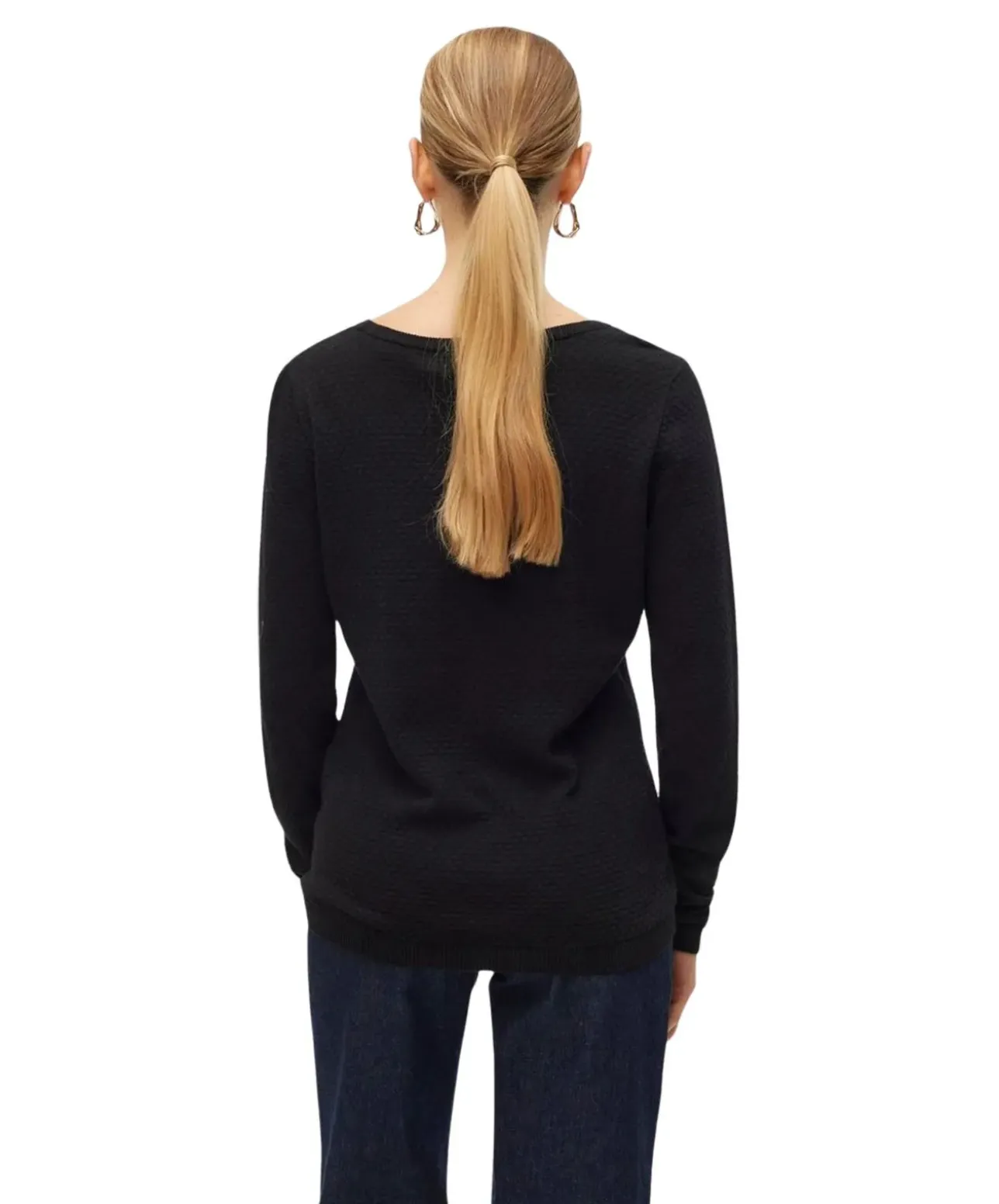 Vero Moda Damen Strukturpullover Care in Schwarz